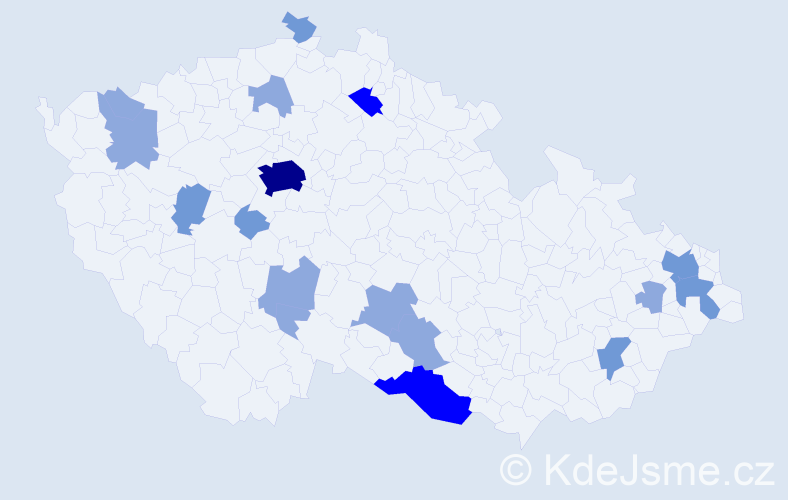 Příjmení: 'Andelová', počet výskytů 34 v celé ČR