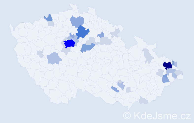 Příjmení: 'Klimo', počet výskytů 89 v celé ČR
