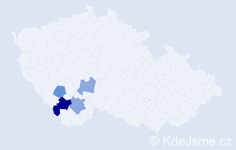 Příjmení: 'Kubernová', počet výskytů 13 v celé ČR
