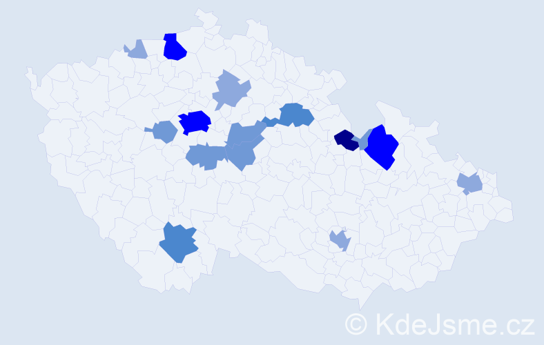 Příjmení: 'Barnat', počet výskytů 38 v celé ČR