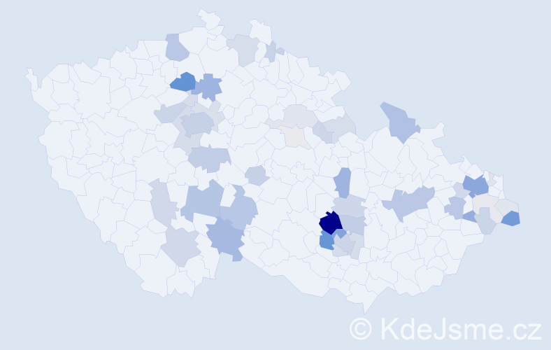 Příjmení: 'Mihulová', počet výskytů 182 v celé ČR