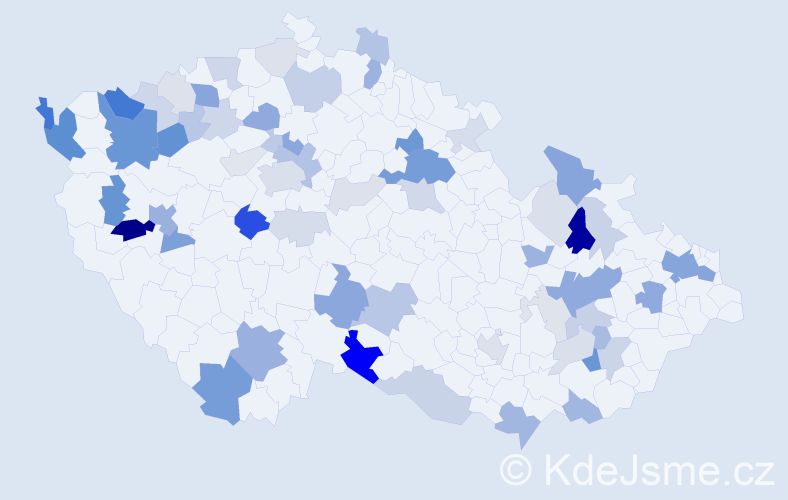 Příjmení: 'Hric', počet výskytů 185 v celé ČR