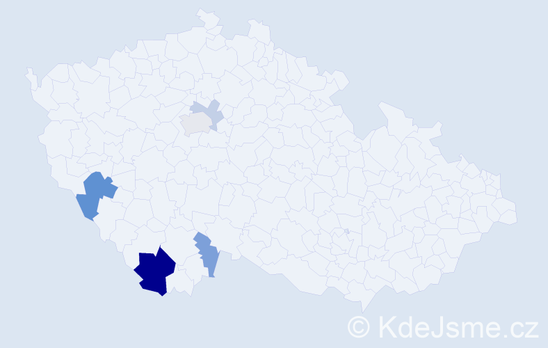 Příjmení: 'Dadková', počet výskytů 13 v celé ČR