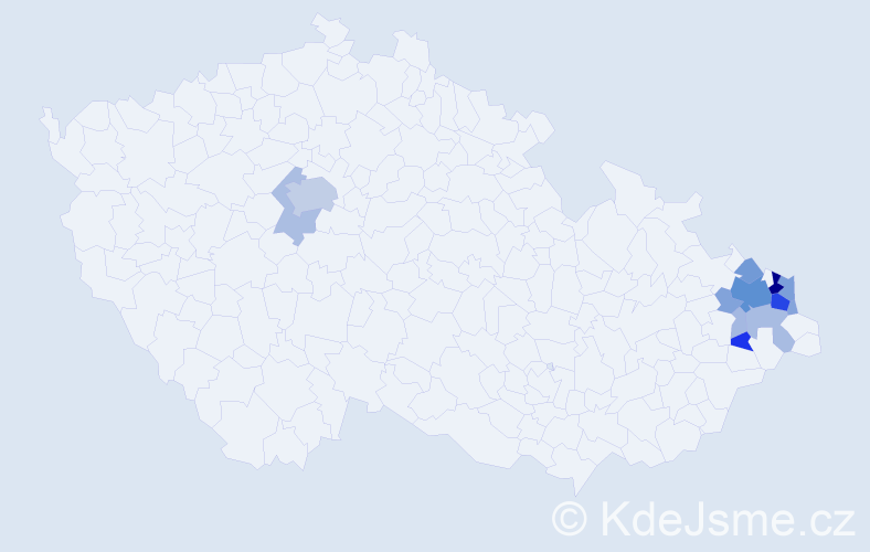 Příjmení: 'Antošík', počet výskytů 52 v celé ČR