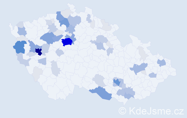 Příjmení: 'Kuchynka', počet výskytů 246 v celé ČR