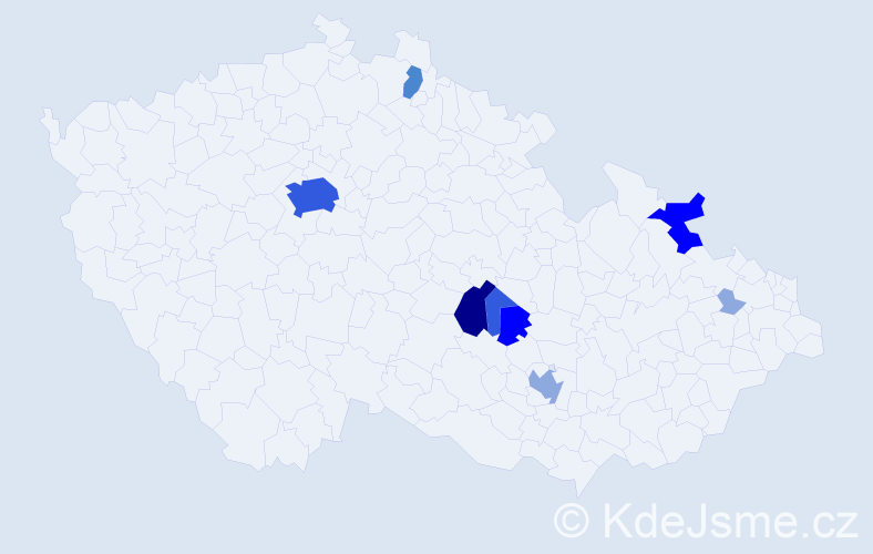 Příjmení: 'Tegzová', počet výskytů 23 v celé ČR