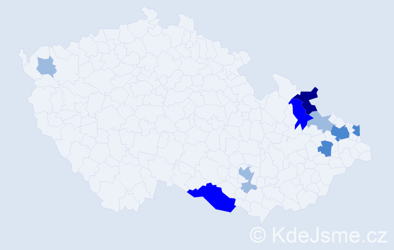 Příjmení: 'Zakopčanová', počet výskytů 20 v celé ČR