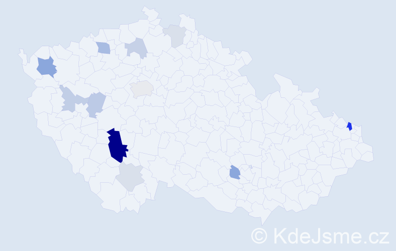 Příjmení: 'Ručkay', počet výskytů 27 v celé ČR