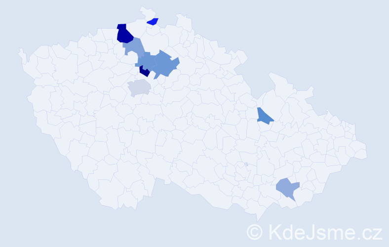 Příjmení: 'Stibingerová', počet výskytů 18 v celé ČR
