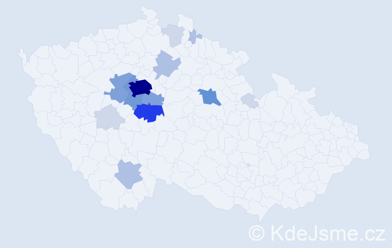 Příjmení: 'Zderadičková', počet výskytů 57 v celé ČR