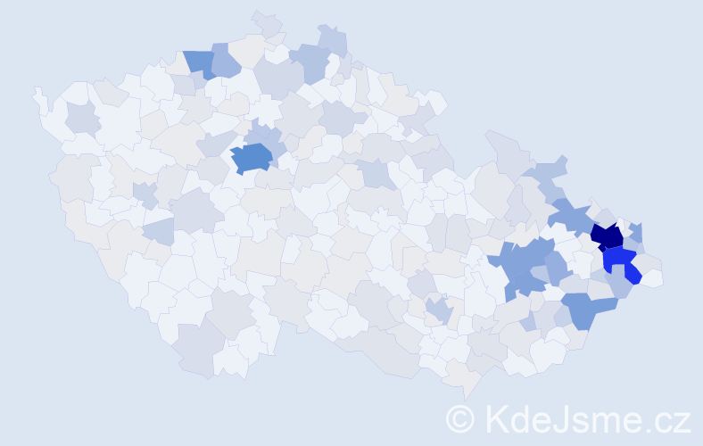 Příjmení: 'Baran', počet výskytů 670 v celé ČR