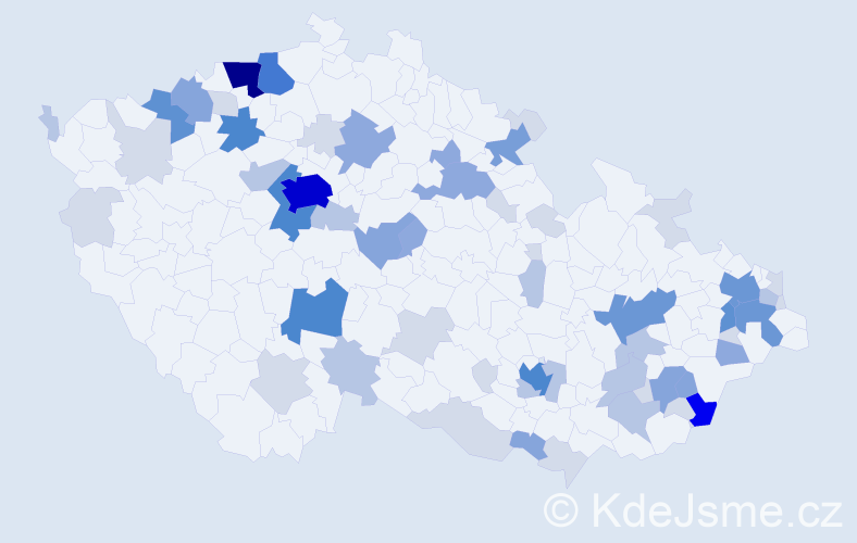 Příjmení: 'Hudek', počet výskytů 198 v celé ČR