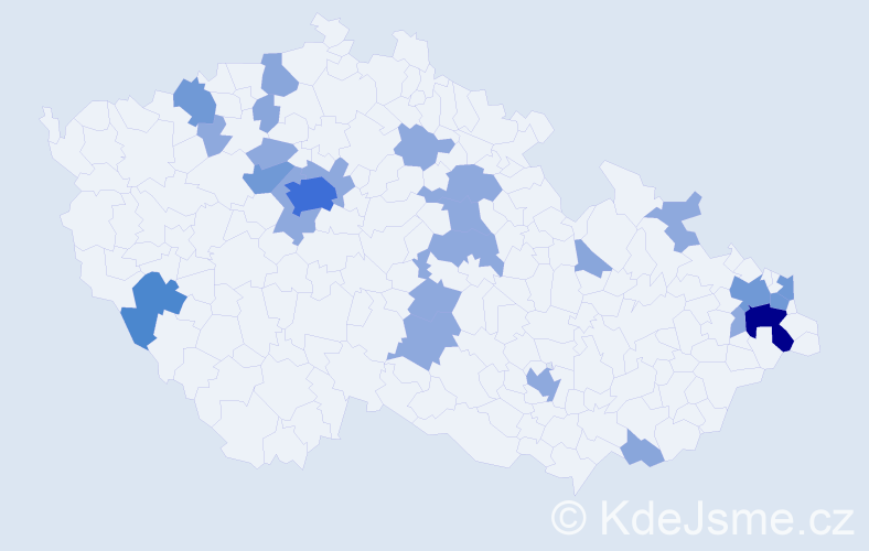 Příjmení: 'Záň', počet výskytů 54 v celé ČR