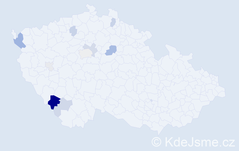 Příjmení: 'Krtouš', počet výskytů 23 v celé ČR
