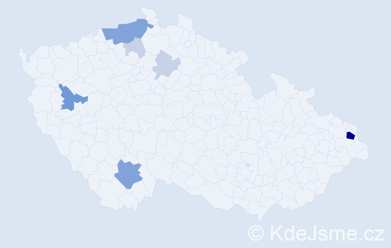Příjmení: 'Tipán', počet výskytů 30 v celé ČR