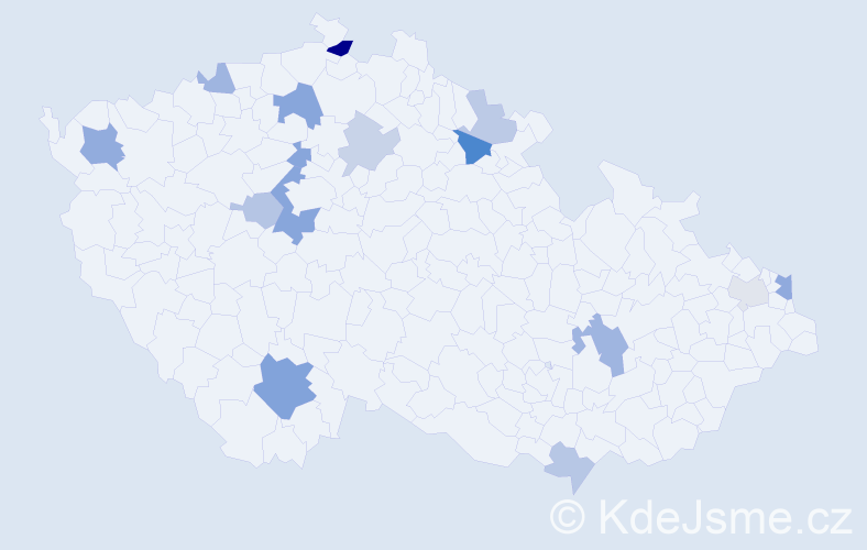 Příjmení: 'Legdan', počet výskytů 27 v celé ČR