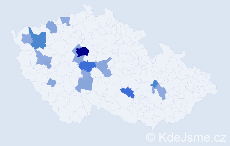 Příjmení: 'Frantlová', počet výskytů 45 v celé ČR
