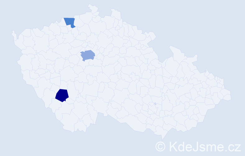 Příjmení: 'Has', počet výskytů 5 v celé ČR