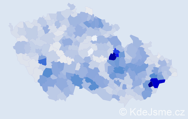 Příjmení: 'Kovářová', počet výskytů 7160 v celé ČR
