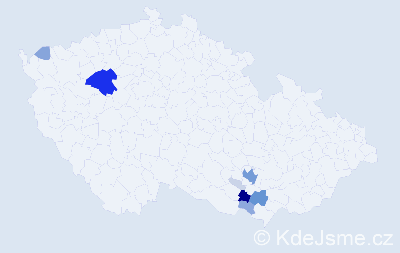 Příjmení: 'Dubš', počet výskytů 37 v celé ČR
