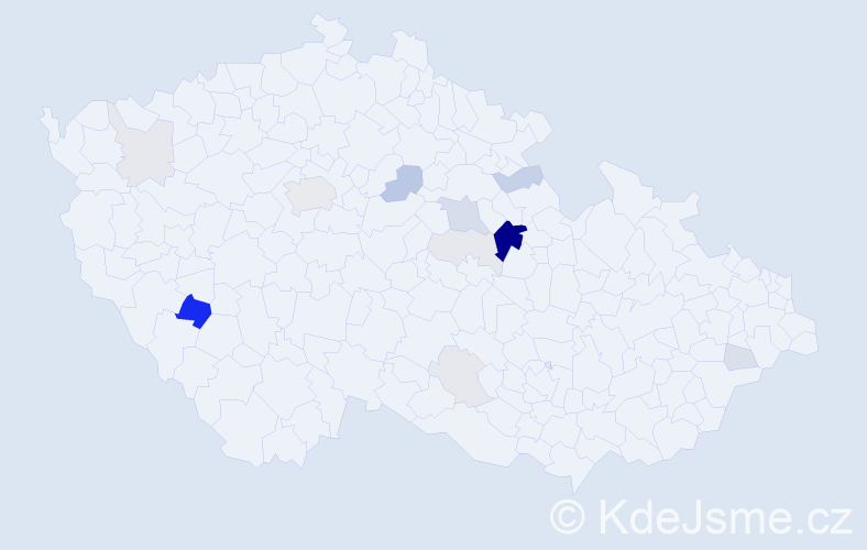 Příjmení: 'Bartheldy', počet výskytů 40 v celé ČR