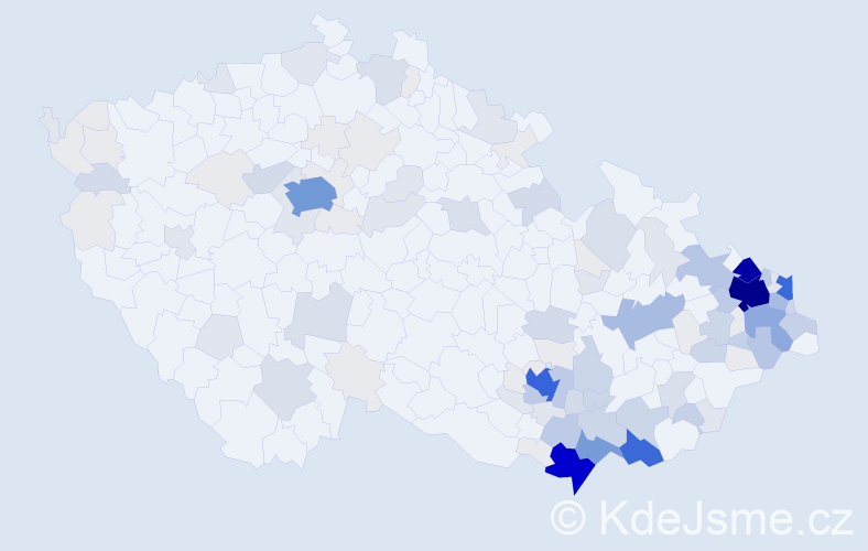 Příjmení: 'Gajda', počet výskytů 576 v celé ČR
