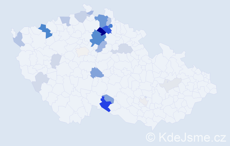 Příjmení: 'Nezdara', počet výskytů 69 v celé ČR