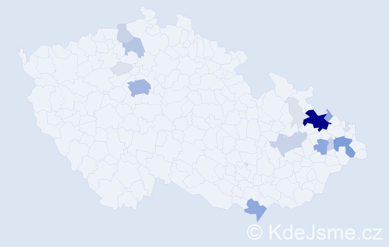 Příjmení: 'Valušek', počet výskytů 63 v celé ČR