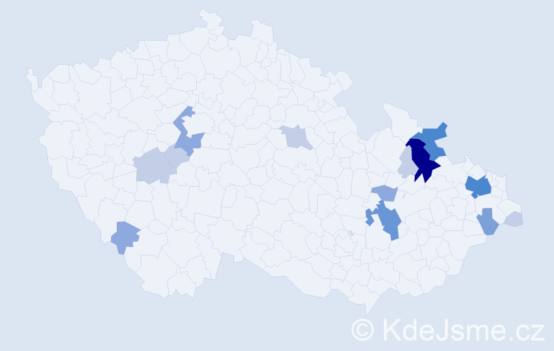 Příjmení: 'Chovančáková', počet výskytů 39 v celé ČR
