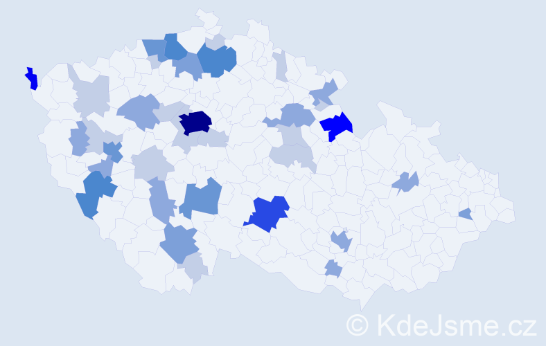 Příjmení: 'Biedermann', počet výskytů 102 v celé ČR