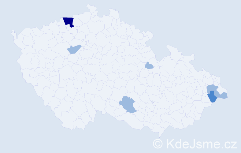 Příjmení: 'Kogut', počet výskytů 11 v celé ČR