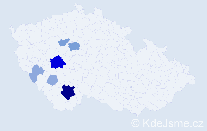 Příjmení: 'Kudlatová', počet výskytů 19 v celé ČR