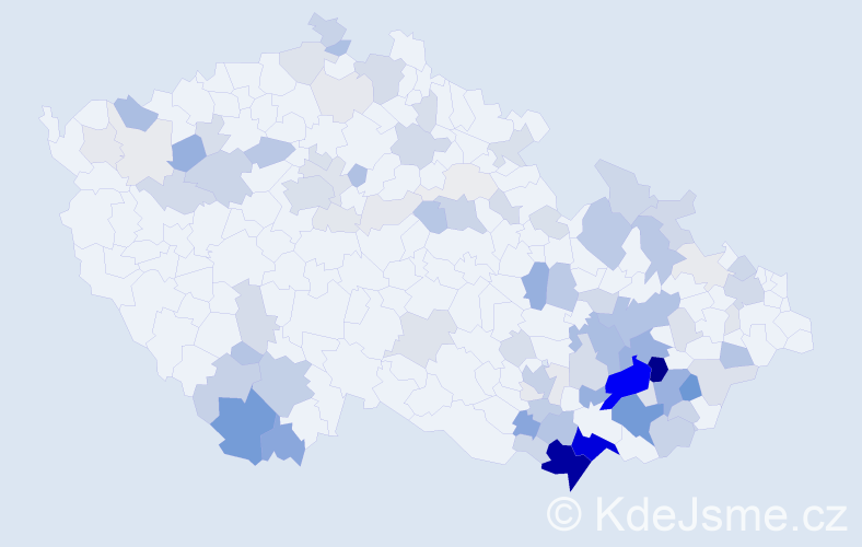 Příjmení: 'Úlehla', počet výskytů 356 v celé ČR