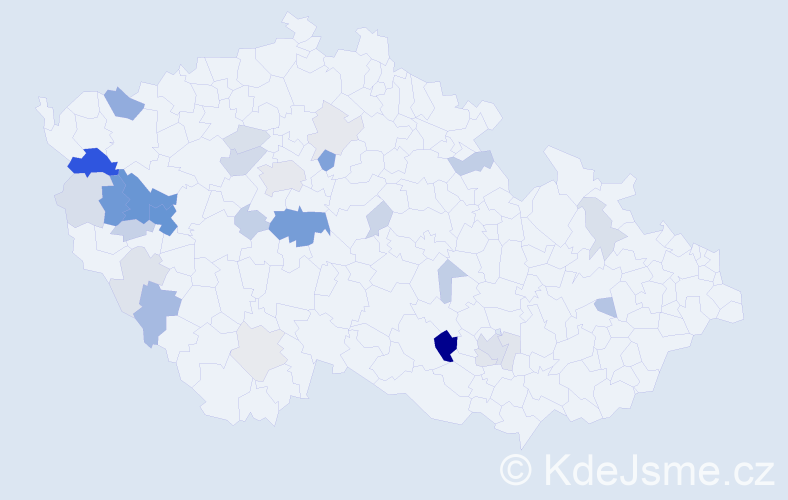 Příjmení: 'Čečil', počet výskytů 98 v celé ČR