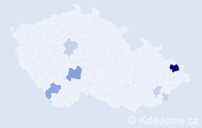 Příjmení: 'Rajča', počet výskytů 21 v celé ČR