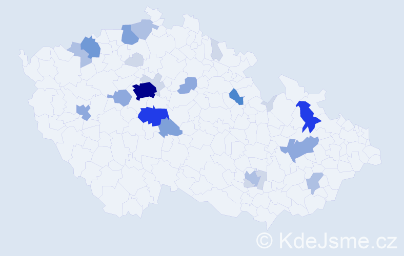 Příjmení: 'Granát', počet výskytů 80 v celé ČR