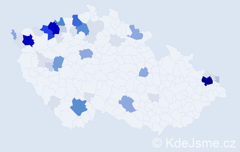 Příjmení: 'Ladičová', počet výskytů 173 v celé ČR