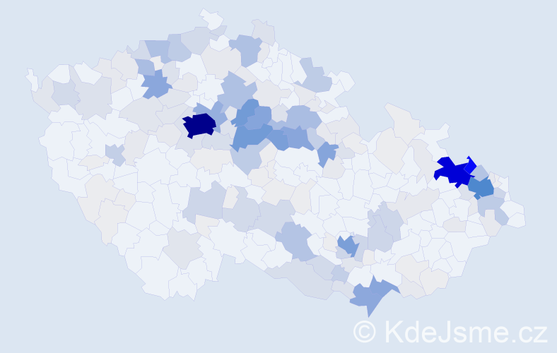 Příjmení: 'Kurka', počet výskytů 945 v celé ČR