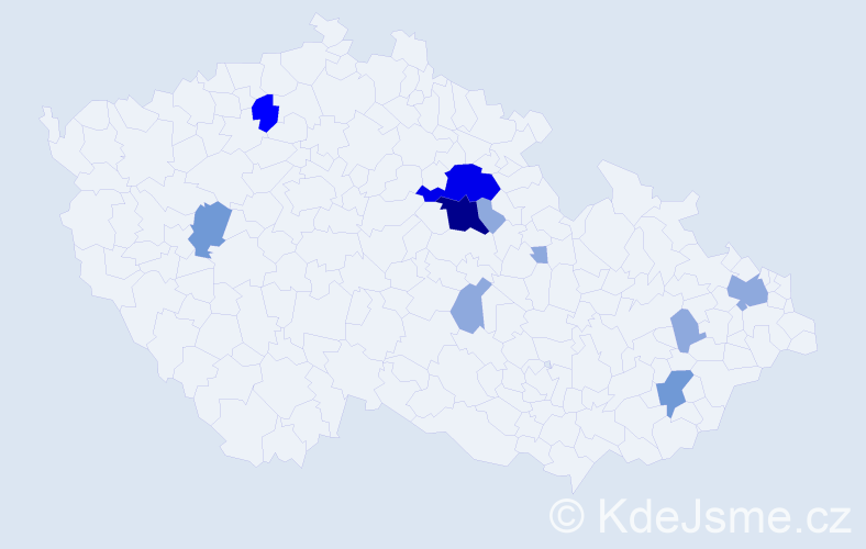 Příjmení: 'Weniger', počet výskytů 24 v celé ČR