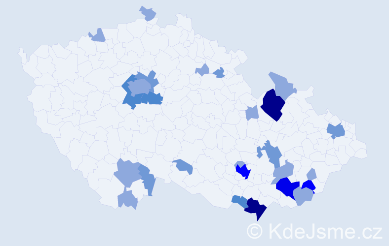 Příjmení: 'Merčáková', počet výskytů 58 v celé ČR