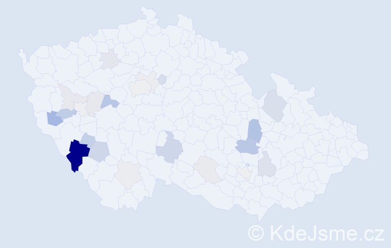 Příjmení: 'Prosser', počet výskytů 64 v celé ČR