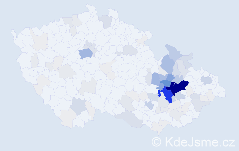Příjmení: 'Vyroubal', počet výskytů 489 v celé ČR