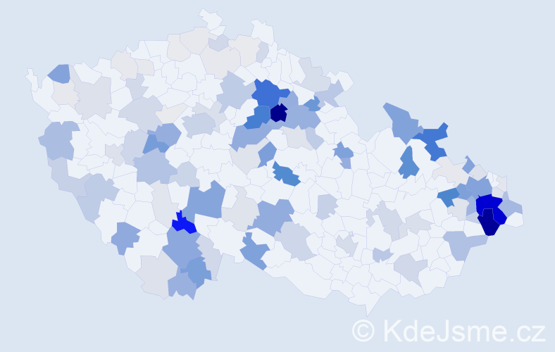 Příjmení: 'Pavlásková', počet výskytů 389 v celé ČR