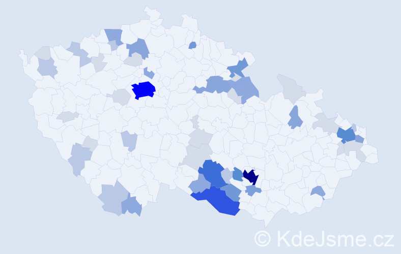 Příjmení: 'Kudera', počet výskytů 159 v celé ČR
