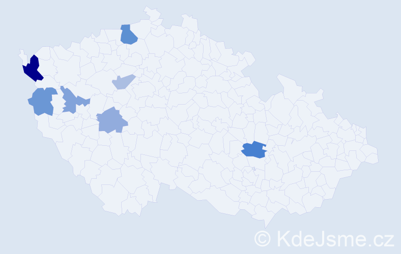 Příjmení: 'Kraislová', počet výskytů 13 v celé ČR