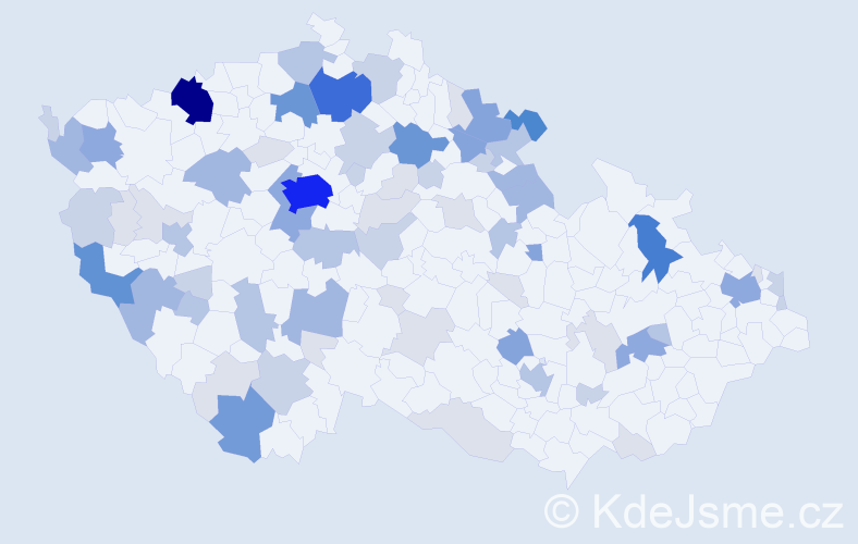 Příjmení: 'Puška', počet výskytů 255 v celé ČR