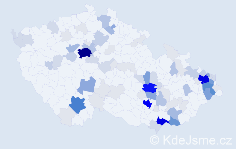 Příjmení: 'Kočvarová', počet výskytů 335 v celé ČR