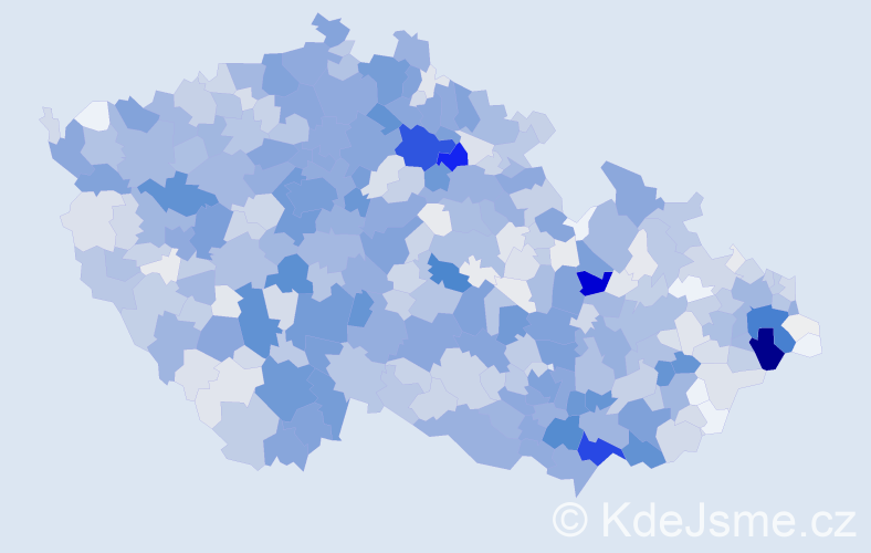 Příjmení: 'Bílková', počet výskytů 4616 v celé ČR