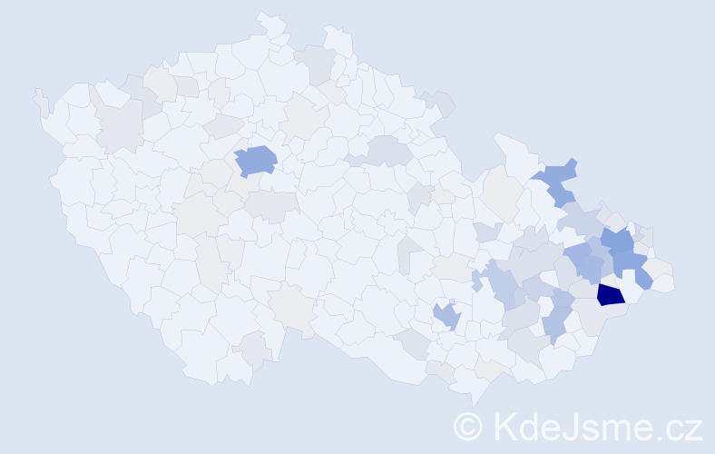 Příjmení: 'Vojkůvková', počet výskytů 381 v celé ČR