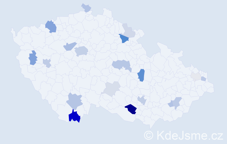 Příjmení: 'Chlebečková', počet výskytů 59 v celé ČR